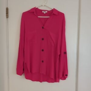 Vibrant Pink Button-Down Shirt
